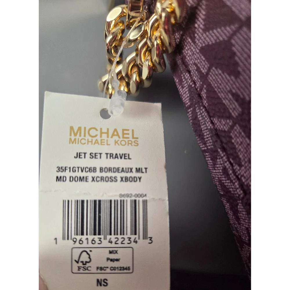 Michael Kors Jet Set Medium Dome Crossbody Bordeaux Mulberry Multi 35F1GTVC6B